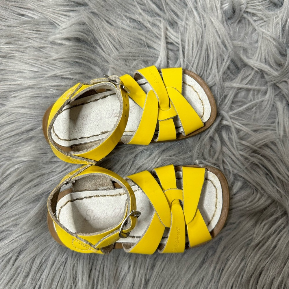 Yellow salt water toddler sandals